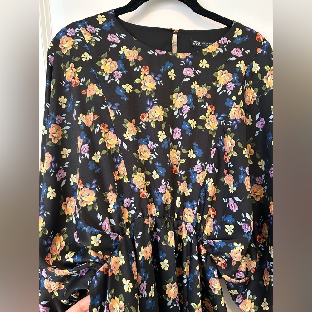 Zara Mini Floral Dress, Long Sleeve, Flower Print, Size M, NWOT - Picture 12 of 13